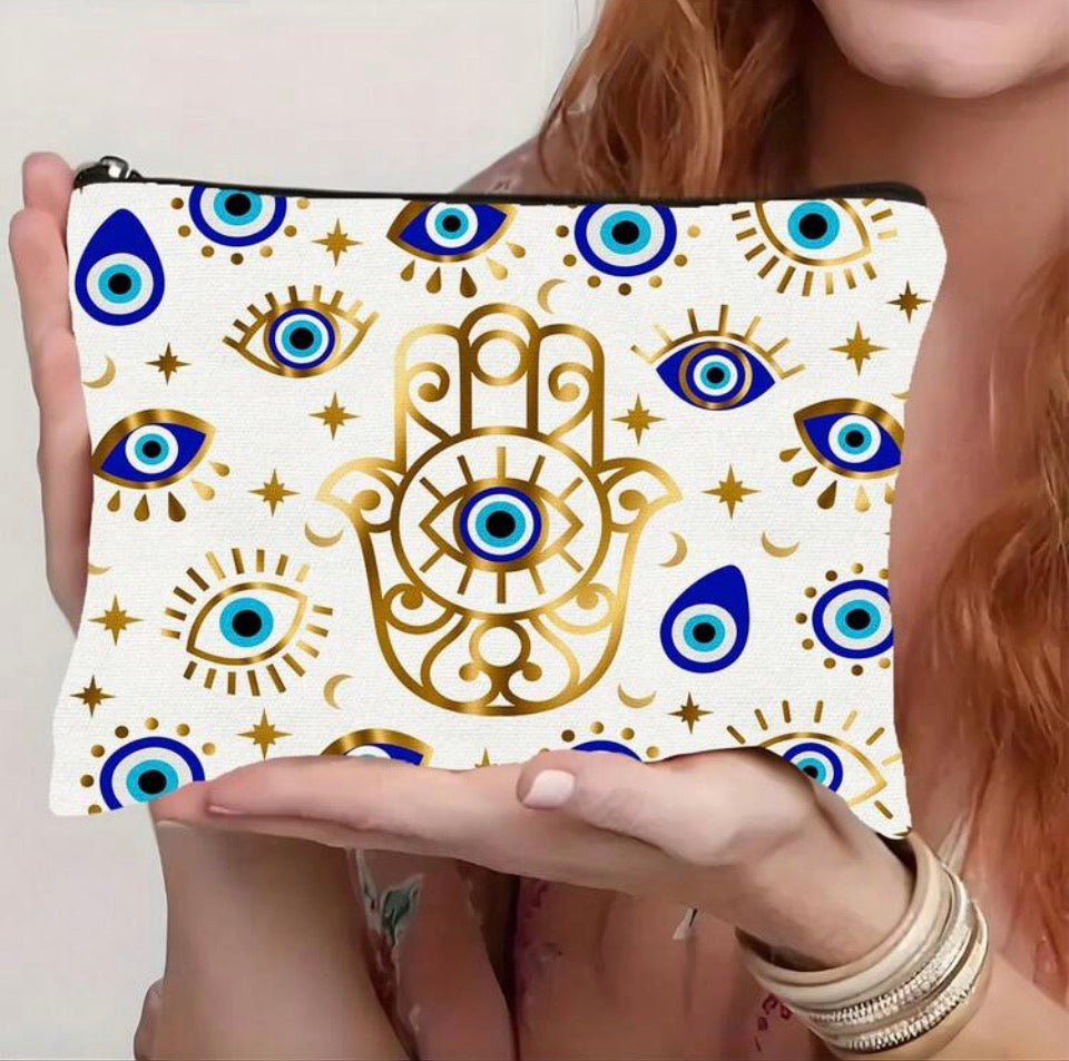 Devil's Eye Print Canvas Makeup Bag